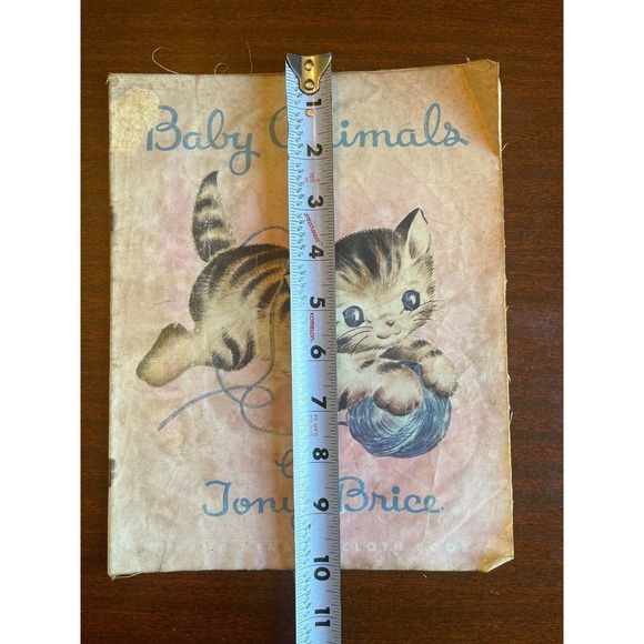 Vintage 1945 Baby Animals Cloth Childs Book By Tony Brice Pub Rand McNally SEE - Picture 6 of 7